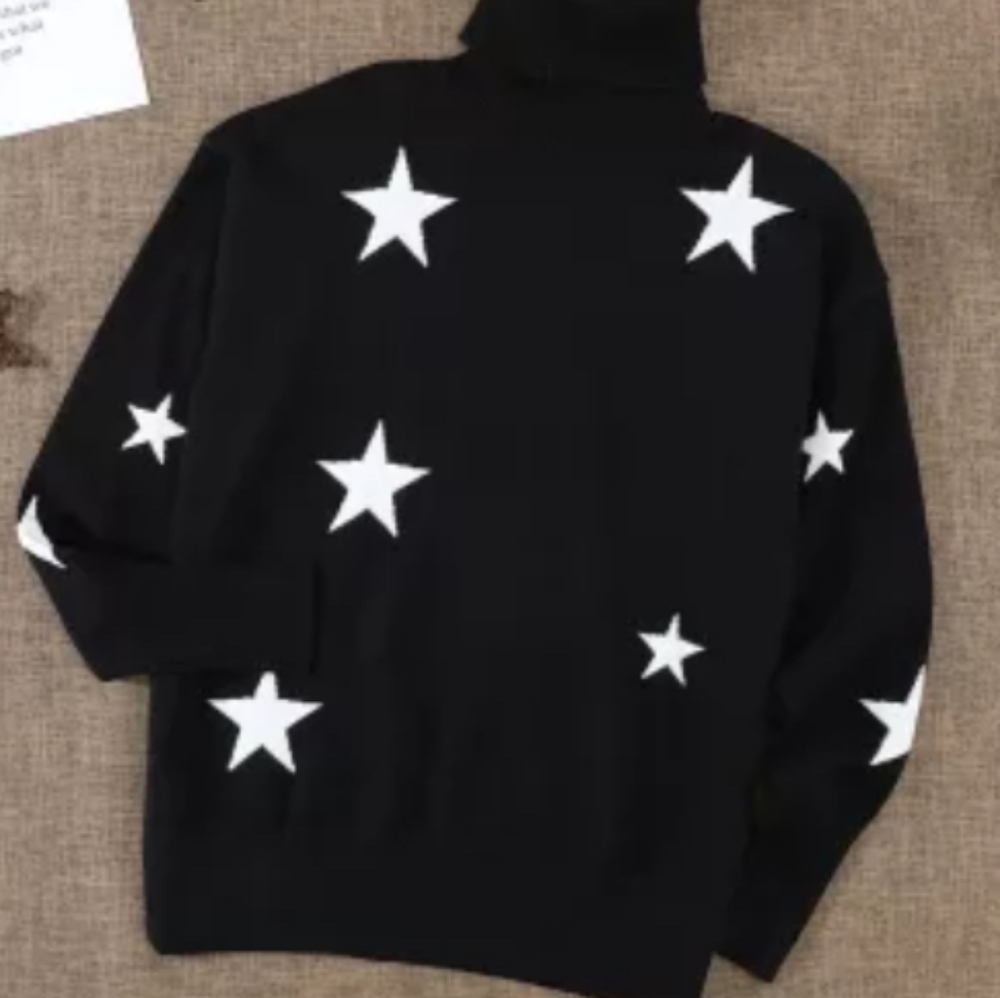 1XL left💥New boutique drop sleeve star turtleneck sweater - Picture 8 of 15